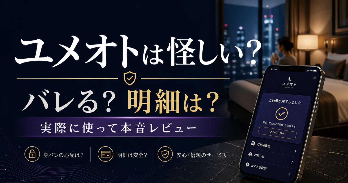 ユメオトは怪しいのか、バレる心配やクレカ明細の不安を実際に使って確認したレビュー記事のアイキャッチ