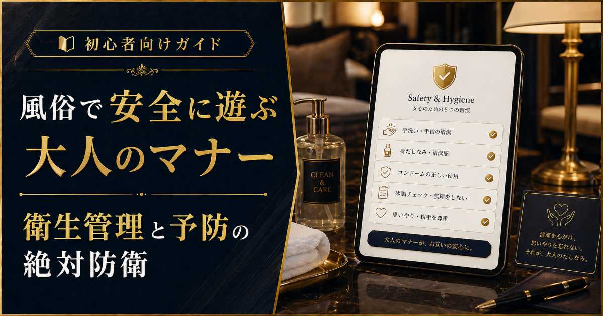 風俗で安全に遊ぶための衛生管理と予防の大人のマナーを解説する記事のアイキャッチ