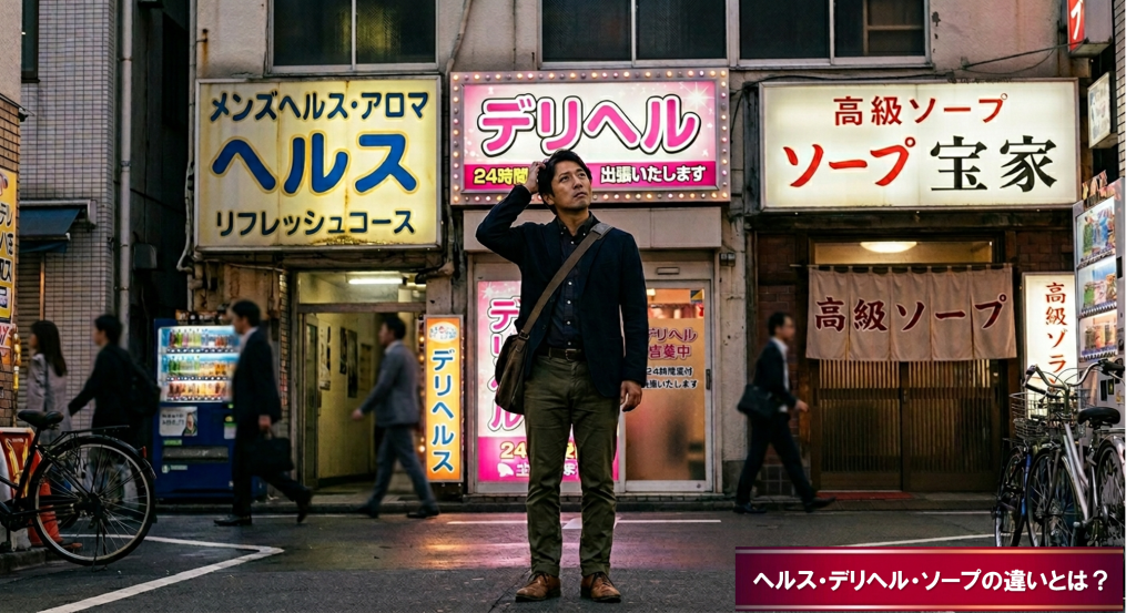 ヘルスとデリヘルとソープの違いが判らず悩む男性