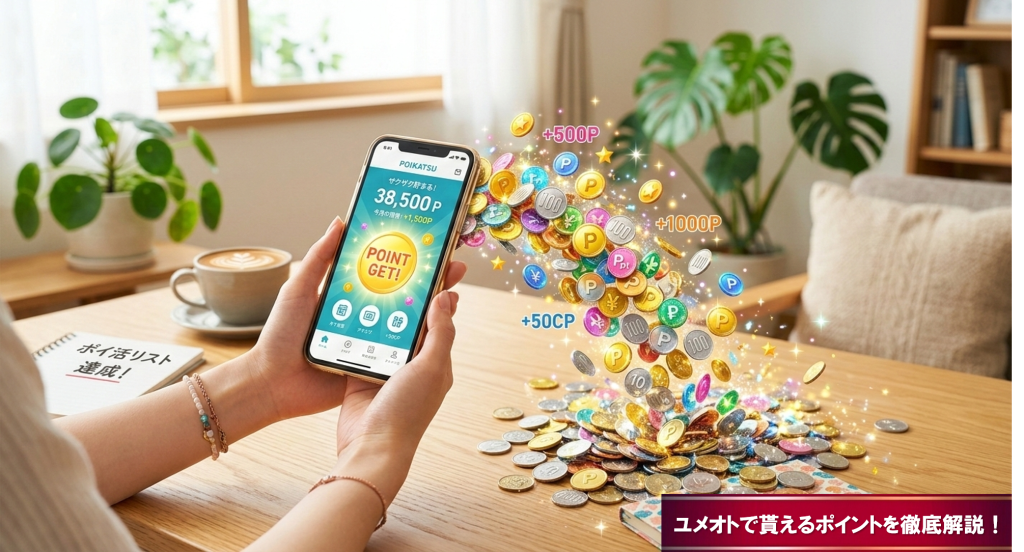 ユメオトでポイントが沢山たまって、お得に遊べるイメージ図
