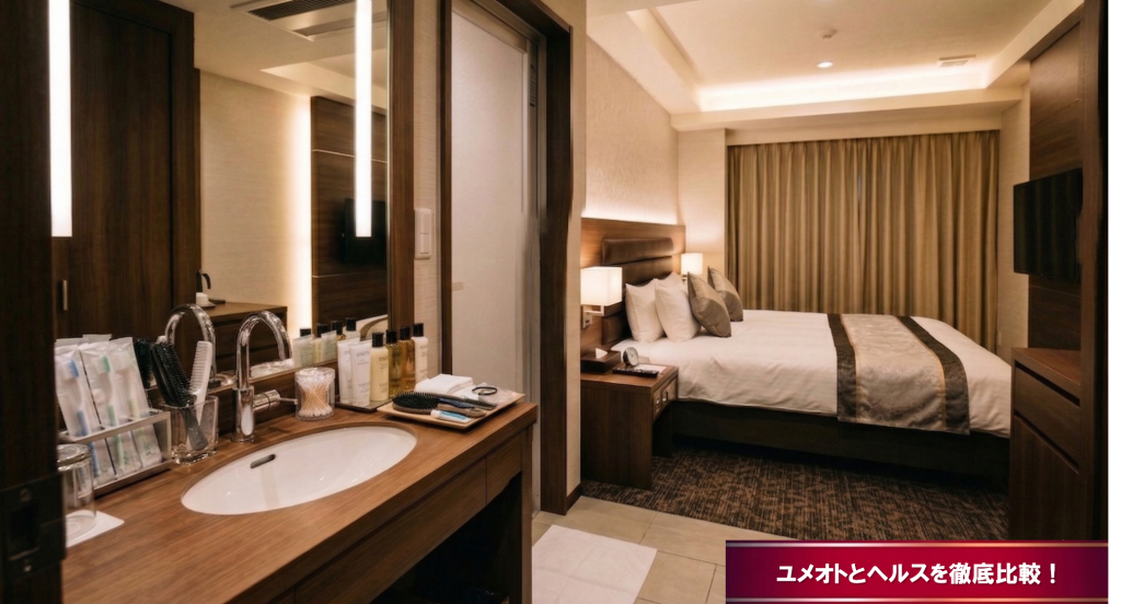 ヘルスではなくユメオトの方が同じ値段で2回遊べることを視覚的に伝えるイメージ図