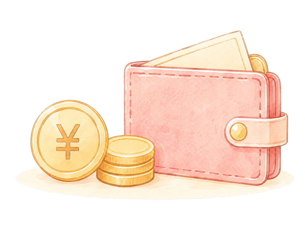 財布と硬貨の挿絵